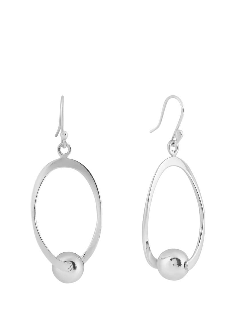 Andea drop earrings oval and ball design 5cm (British brand)