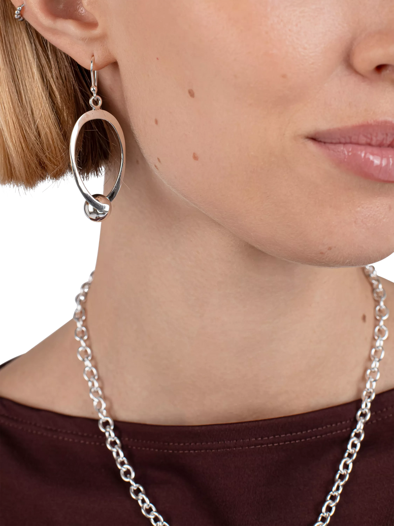 Andea drop earrings oval and ball design 5cm (British brand)