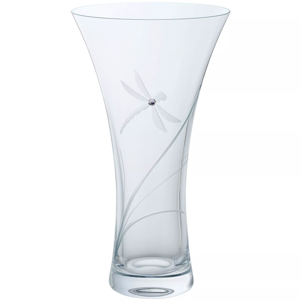 Dartington Crystal Dragonfly Vase, Large, H25cm, Clear