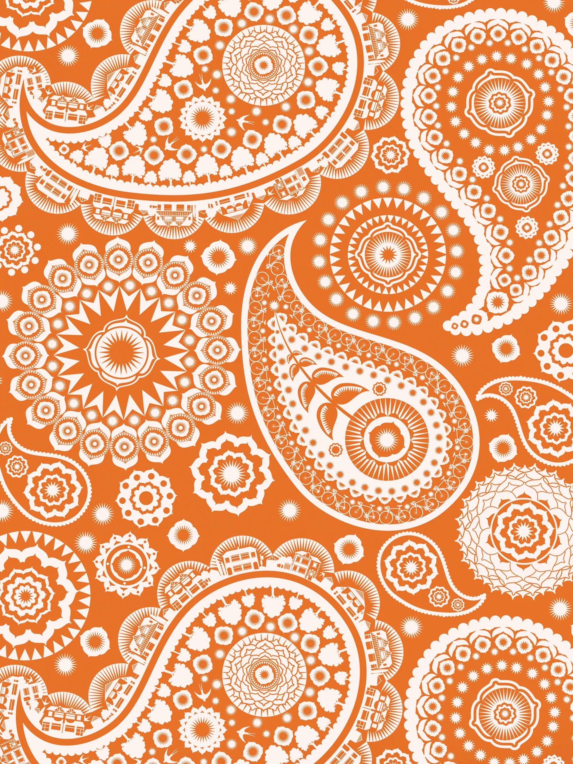 Mini Moderns Paisley Crescent wallpaper with half-drop pattern, UK version