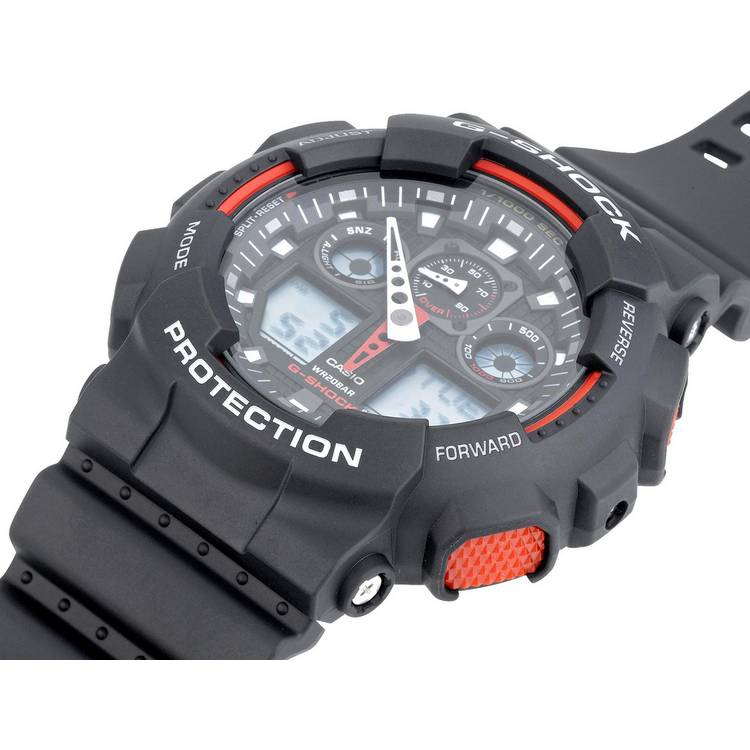 Casio G-SHOCK digital watch LED backlight black resin strap, imported from the UK