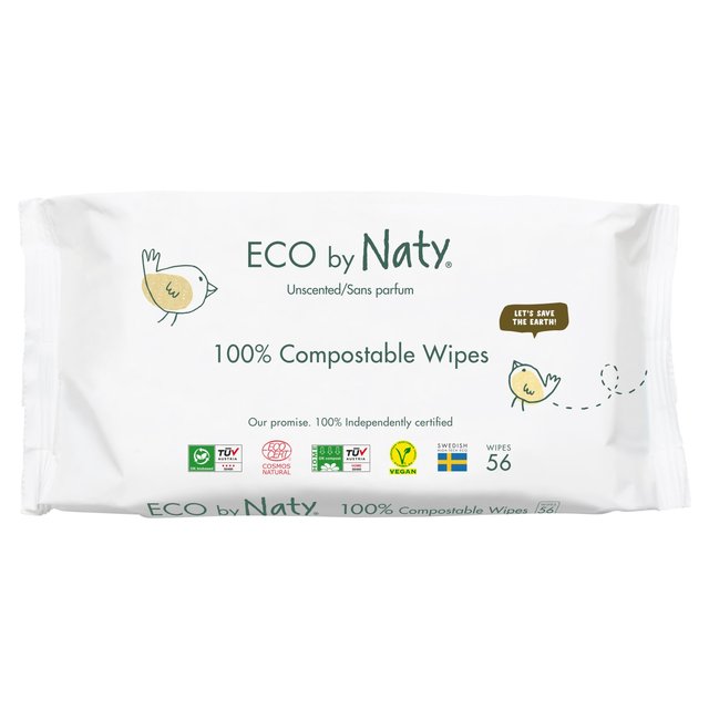 Eco by Naty Sensitive Compostable Wipes   56 per pack GOODS M&S   