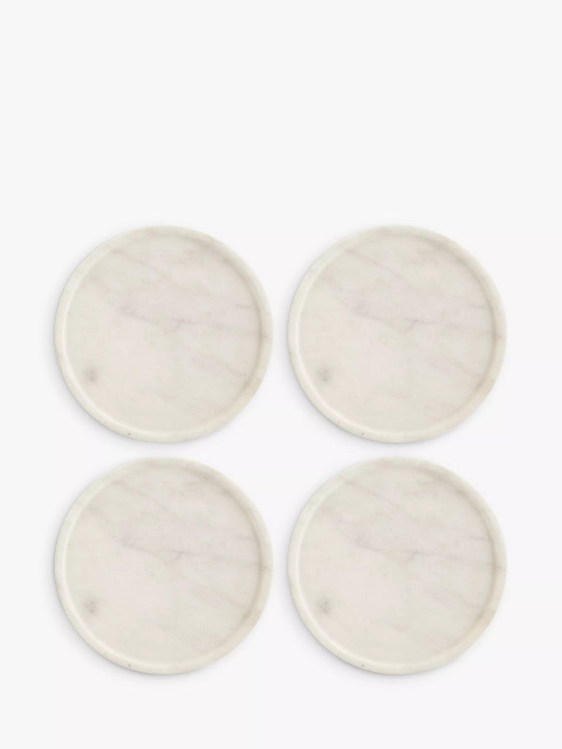 John Lewis round marble coasters set of 4 white (British brand)