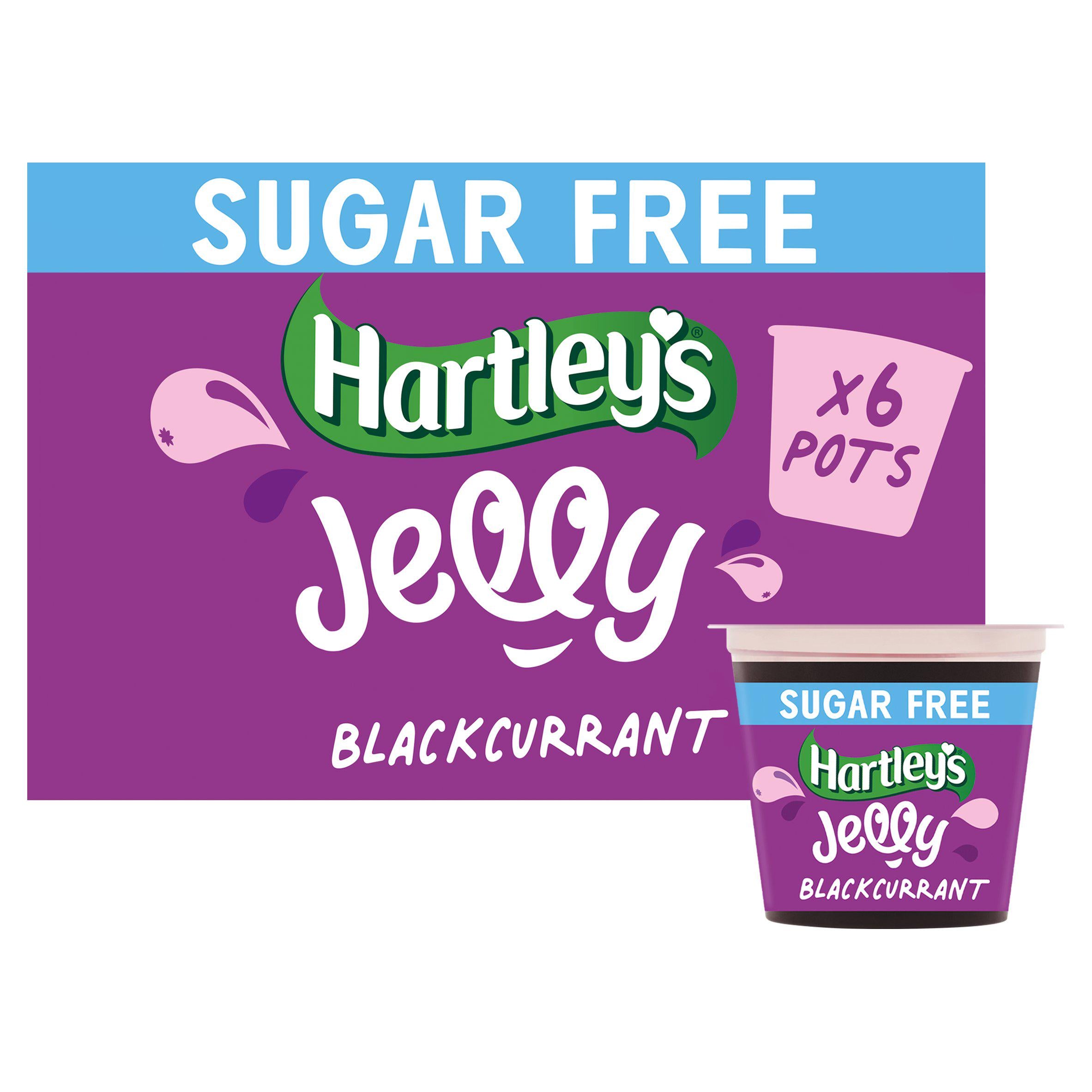 Hartley's No Added Sugar Blackcurrant Flavour Jelly Pots 6x115g GOODS Sainsburys   