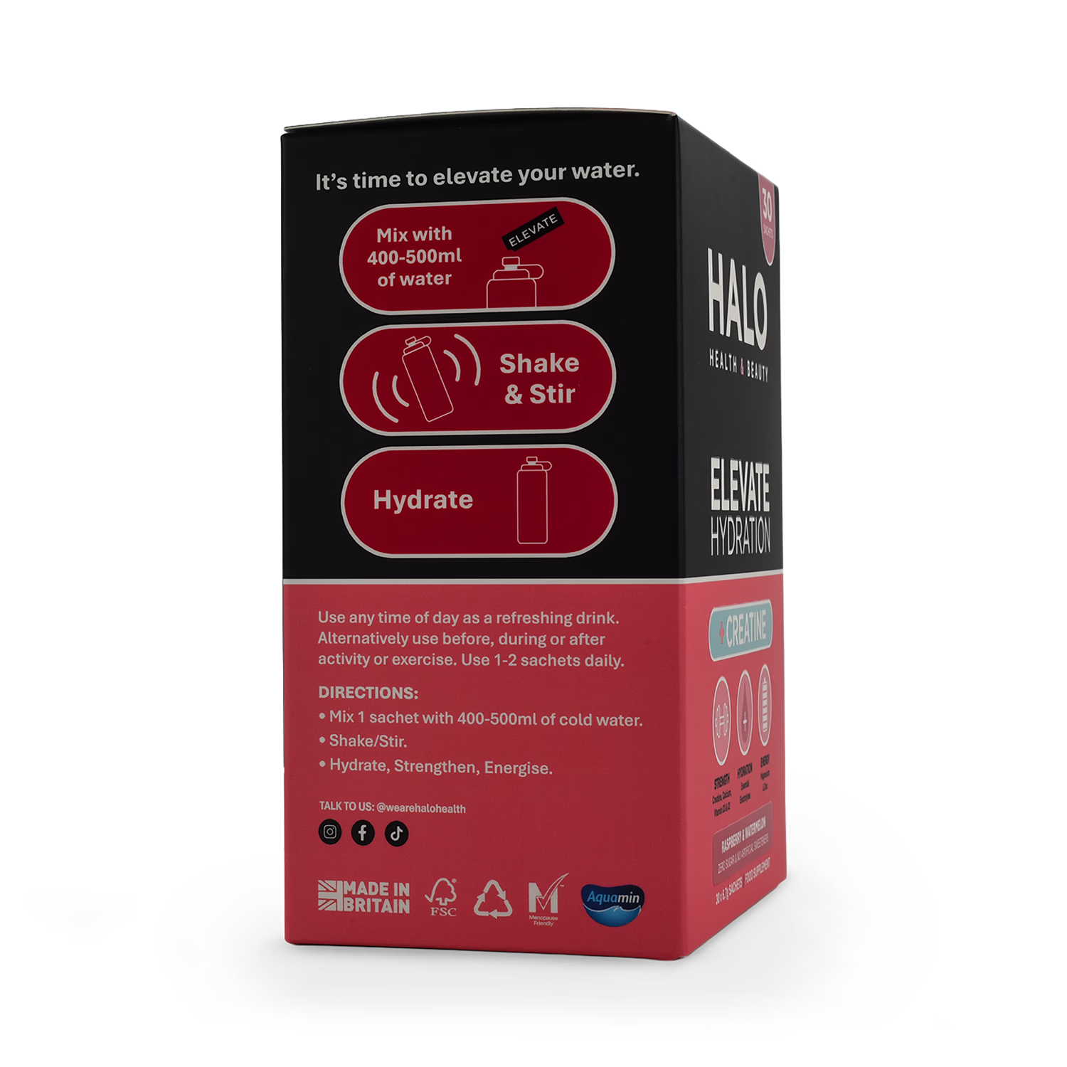 Halo Elevate hydration creatine powder 30 sachets, UK version