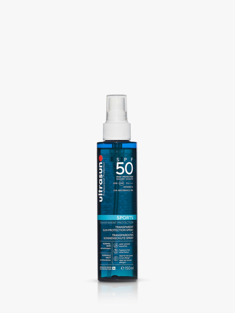 Ultrasun SPF 50 Sports Transparent sun protection spray 150ml (British brand)