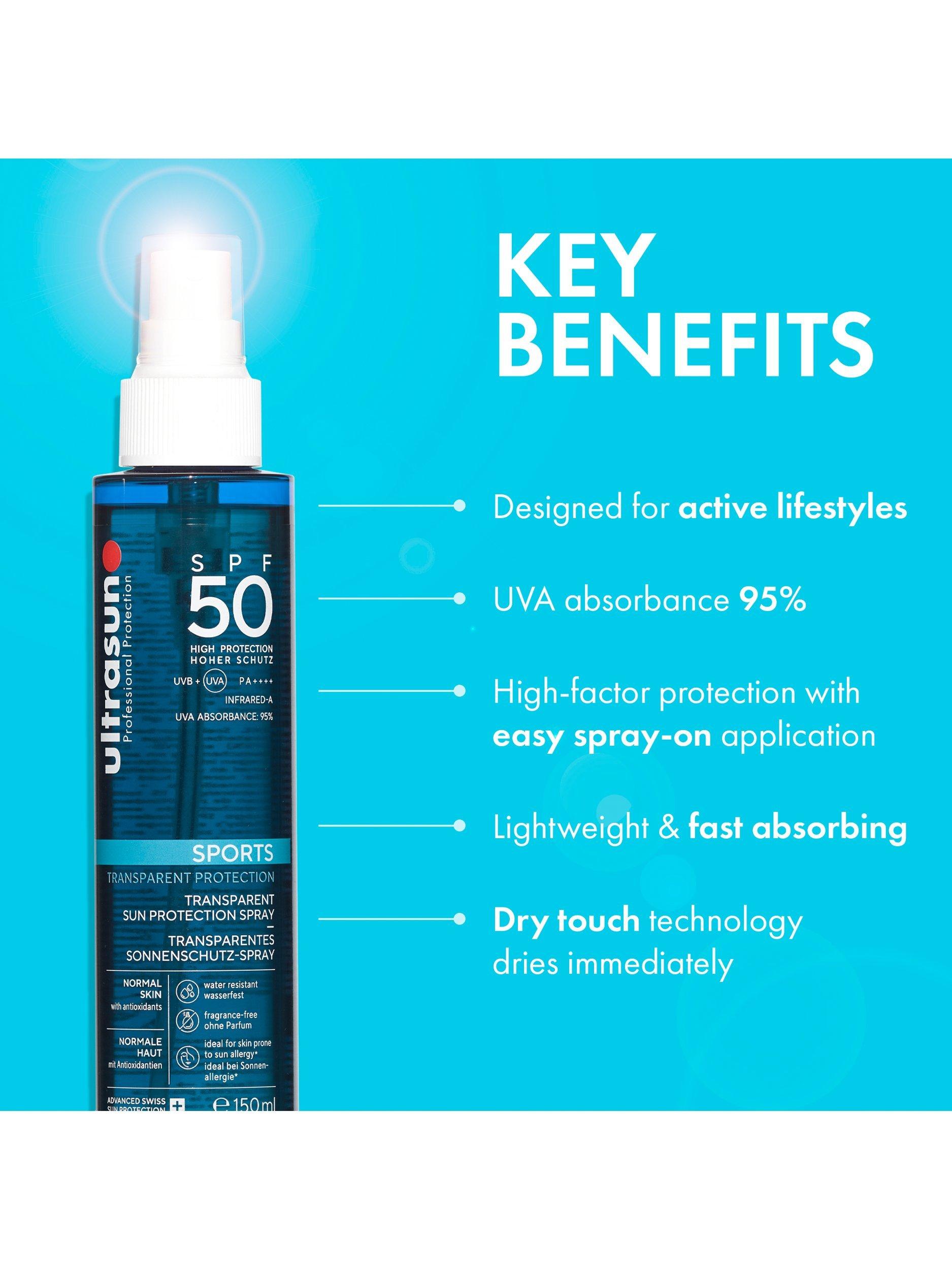 Ultrasun SPF 50 Sports Transparent sun protection spray 150ml (British brand)