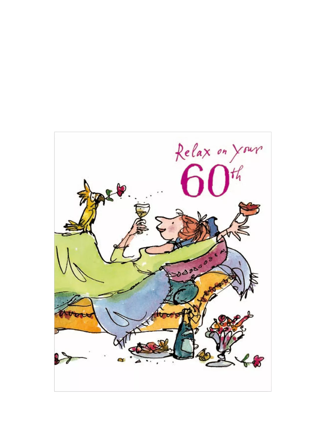Woodmansterne relaxing lady 60th birthday card, UK version