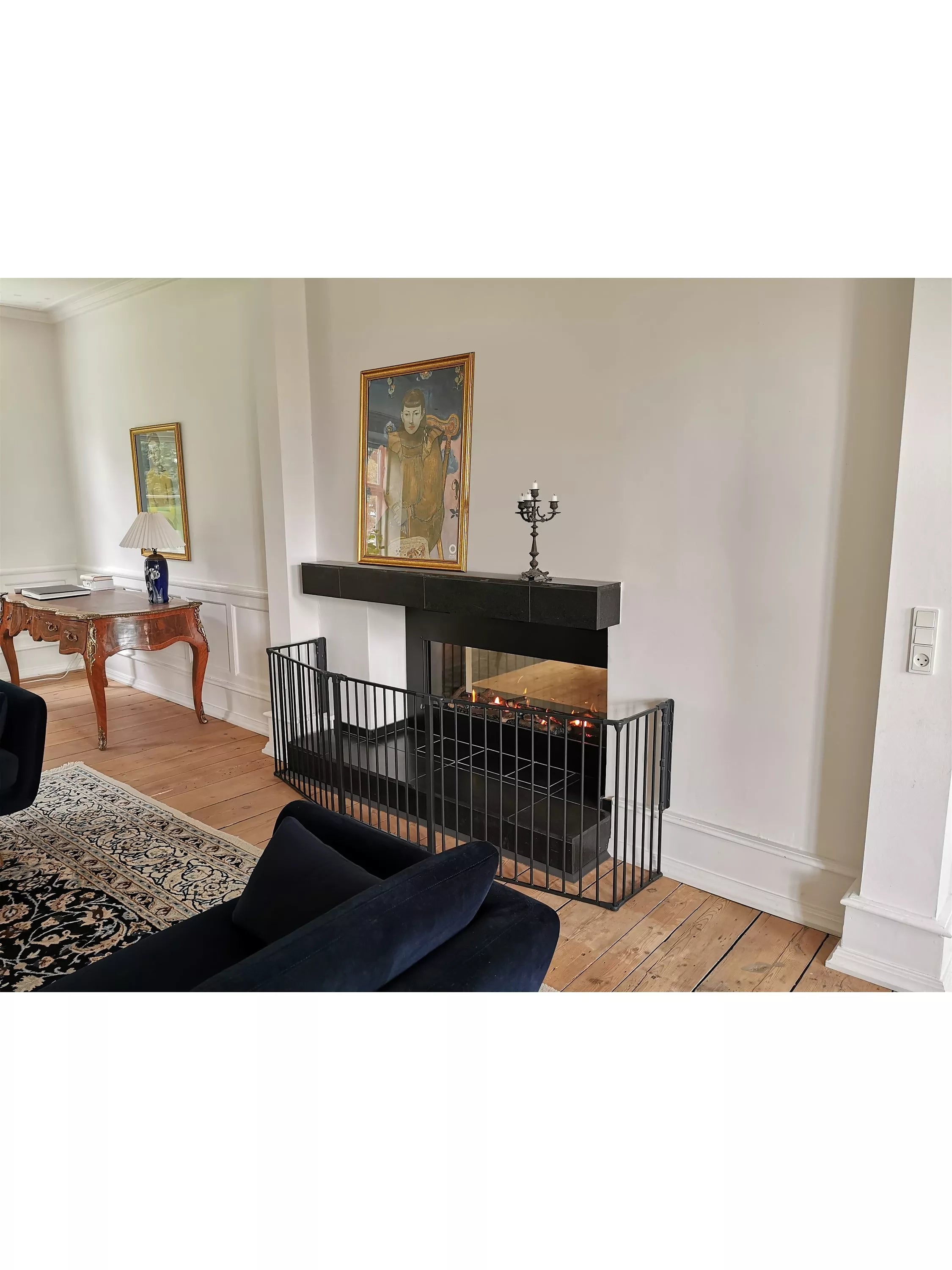 BabyDan XL fire surround safety gate in black - British product