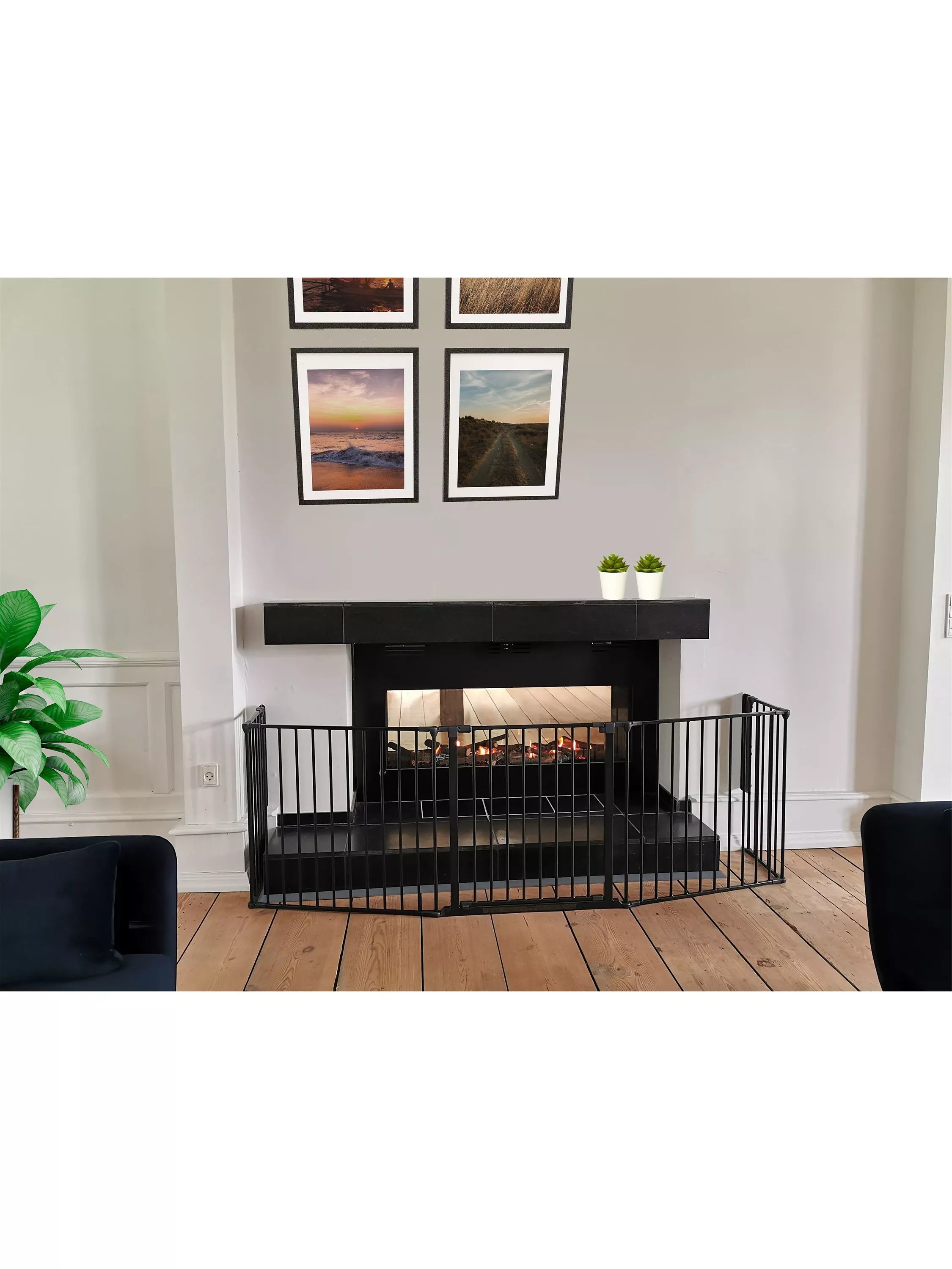 BabyDan XL fire surround safety gate in black - British product