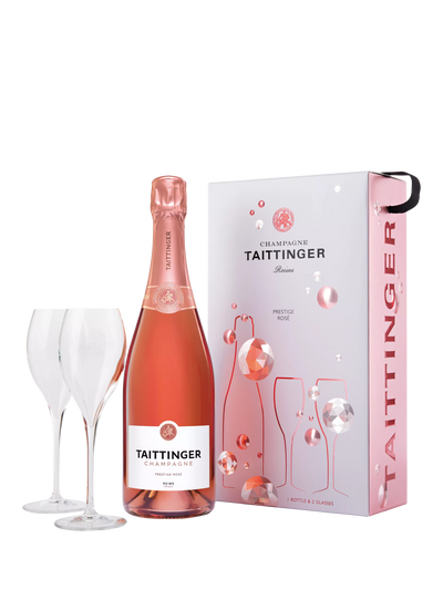 John Lewis Taittinger Rosé Wein und 2 Gläser Geschenkset 75cl - Online bei McGrocer kaufen