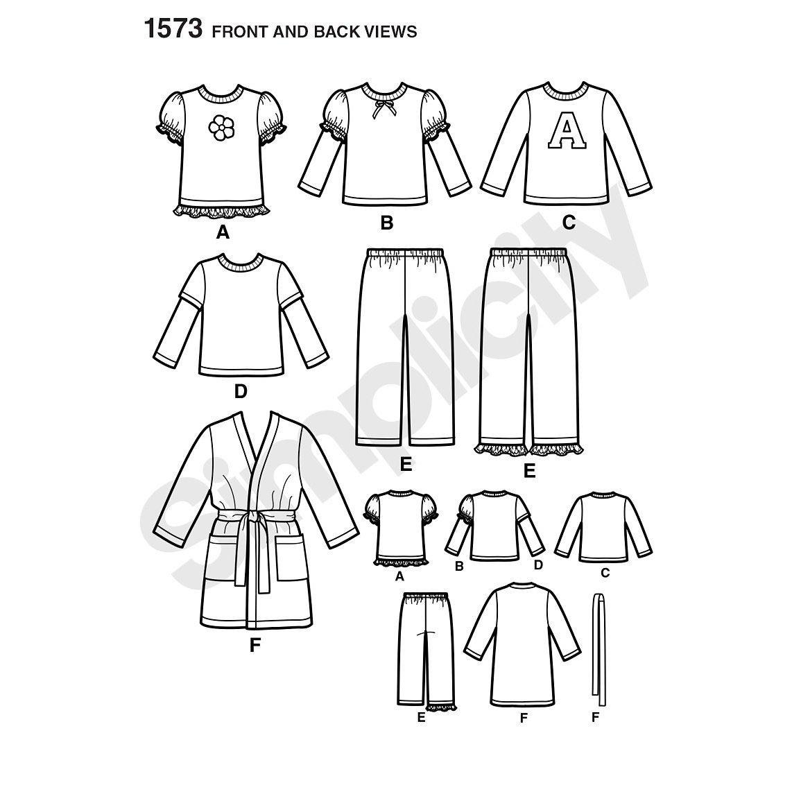 Simplicity children dressmaking leaflet 1573 (British brand)