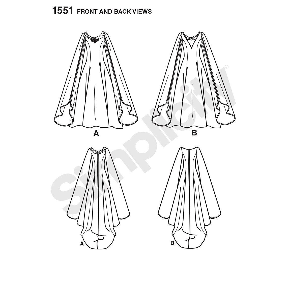 Simplicity sewing pattern 1551 costume gown (British brand)