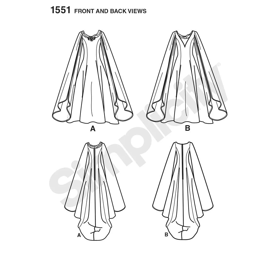 Simplicity sewing pattern 1551 costume gown (British brand)