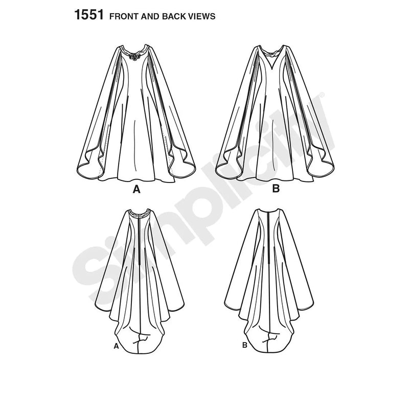 Simplicity sewing pattern 1551 costume gown (British brand)