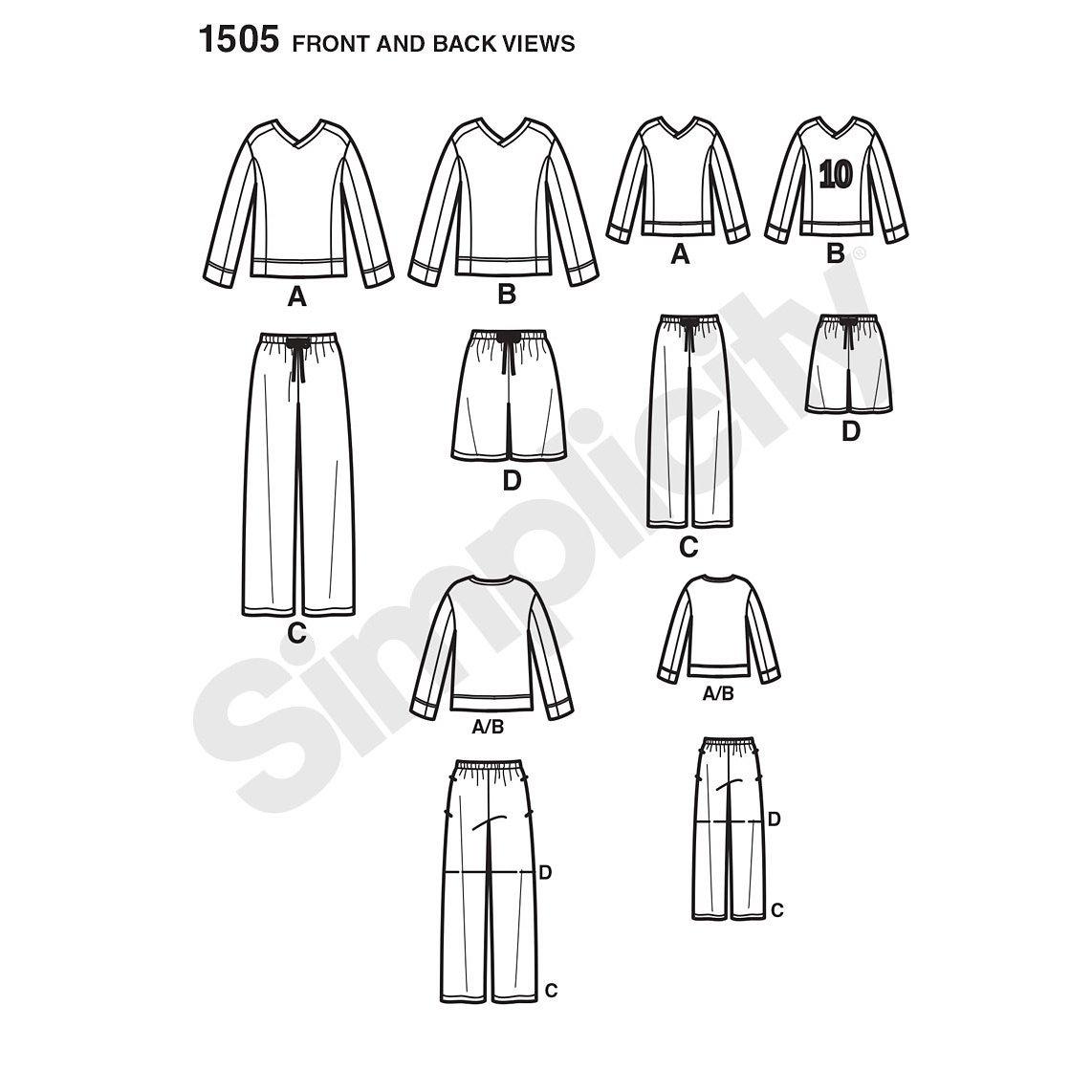 Simplicity loungewear sewing pattern for men and boys, UK version