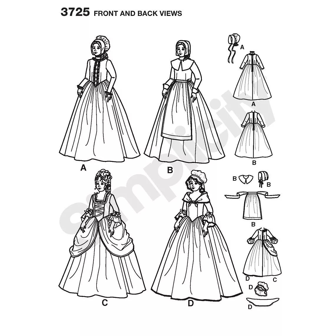 Simplicity girls' costume sewing pattern 3725, UK version