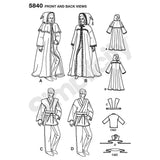 Simplicity costume pattern leaflet for hooded capes and fantasy costumes sizes XS-XL, UK version