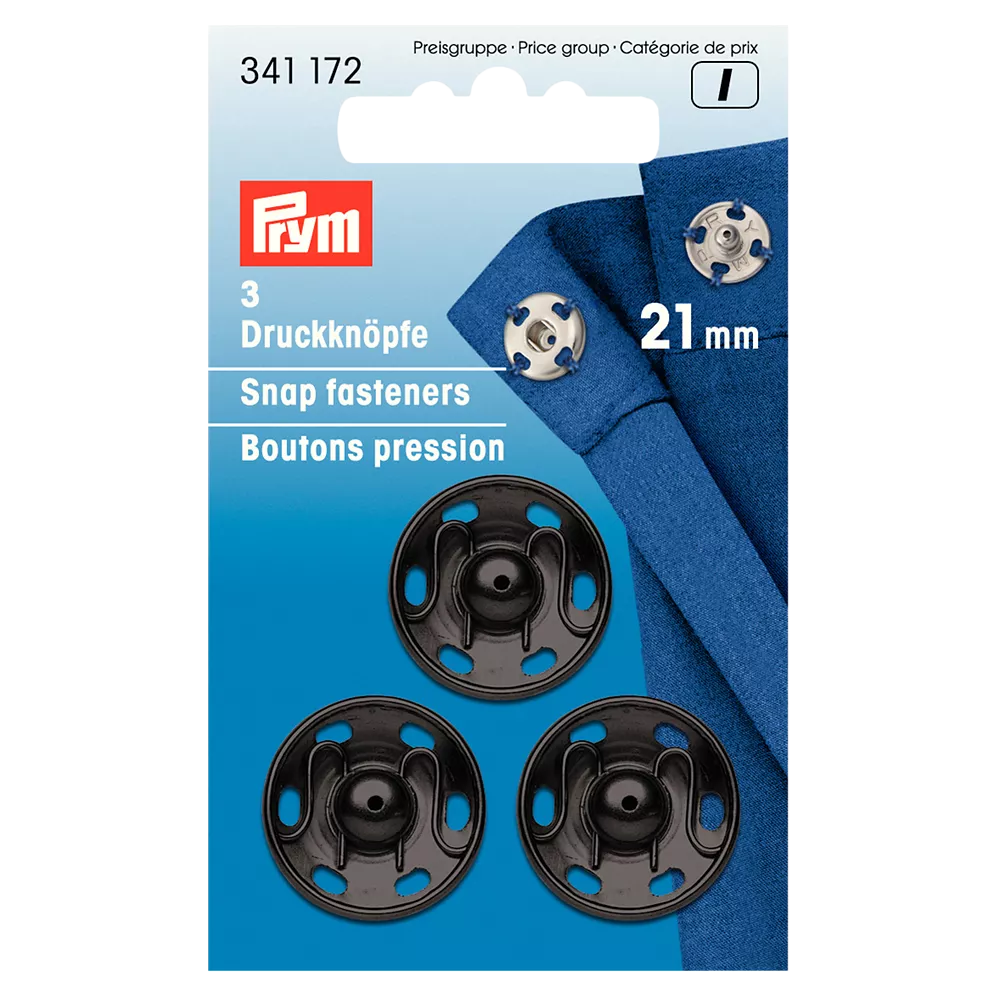 Prym sew on snap fasteners 21mm pack of 3 - British product