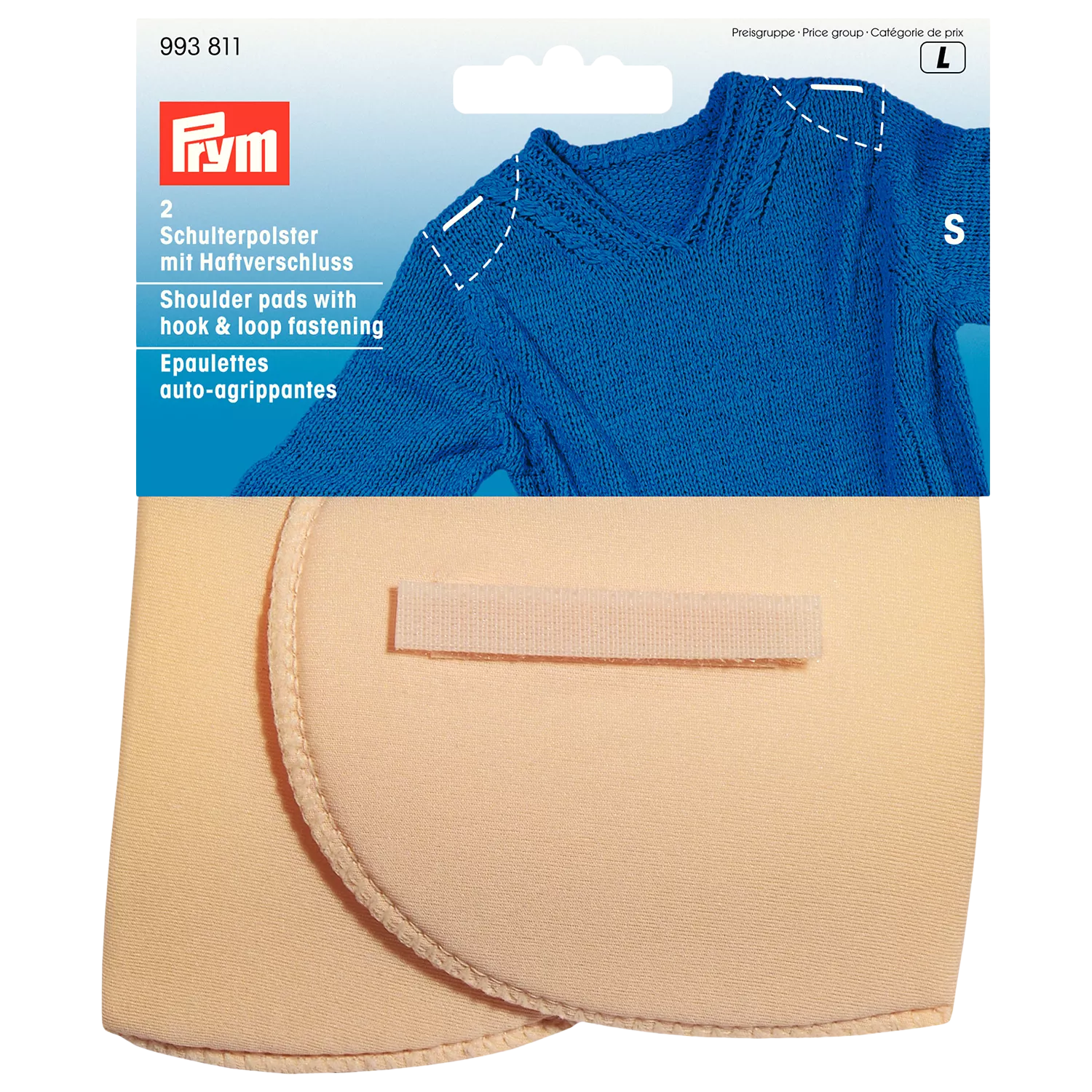 Prym hook and loop shoulder pads small, UK version