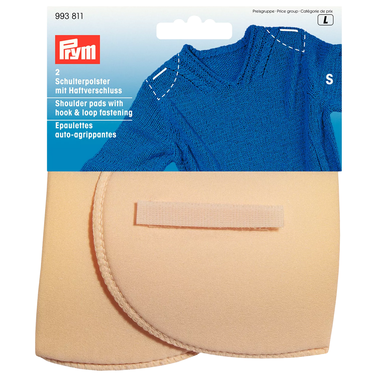 Prym hook and loop shoulder pads small, UK version