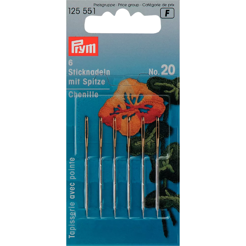 Prym Chenille Needles size 20 pack of 6 - British product