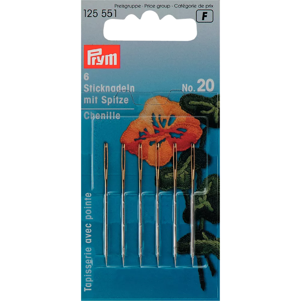 Prym Chenille Needles size 20 pack of 6 - British product