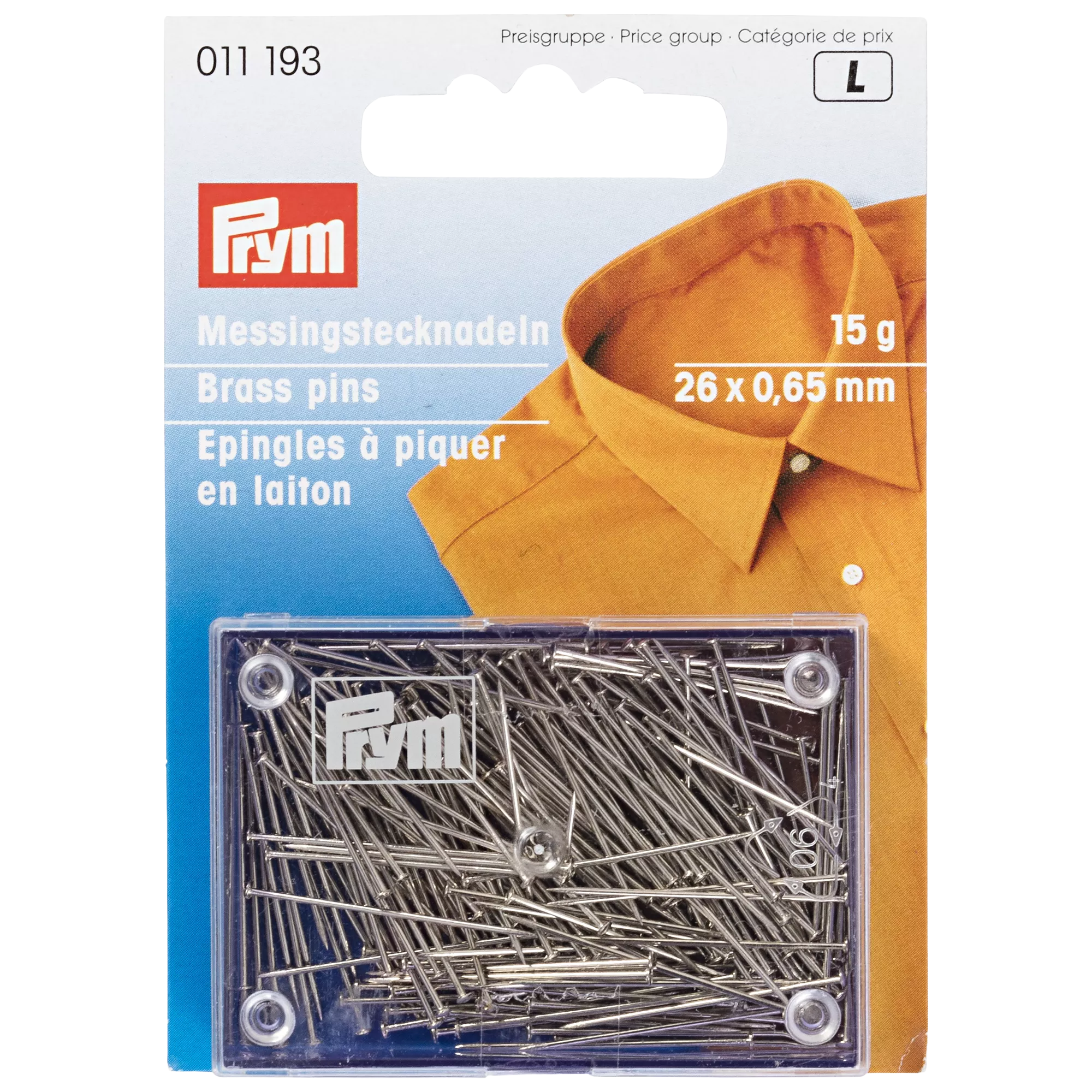 Prym rust-proof straight pins 15g - British product