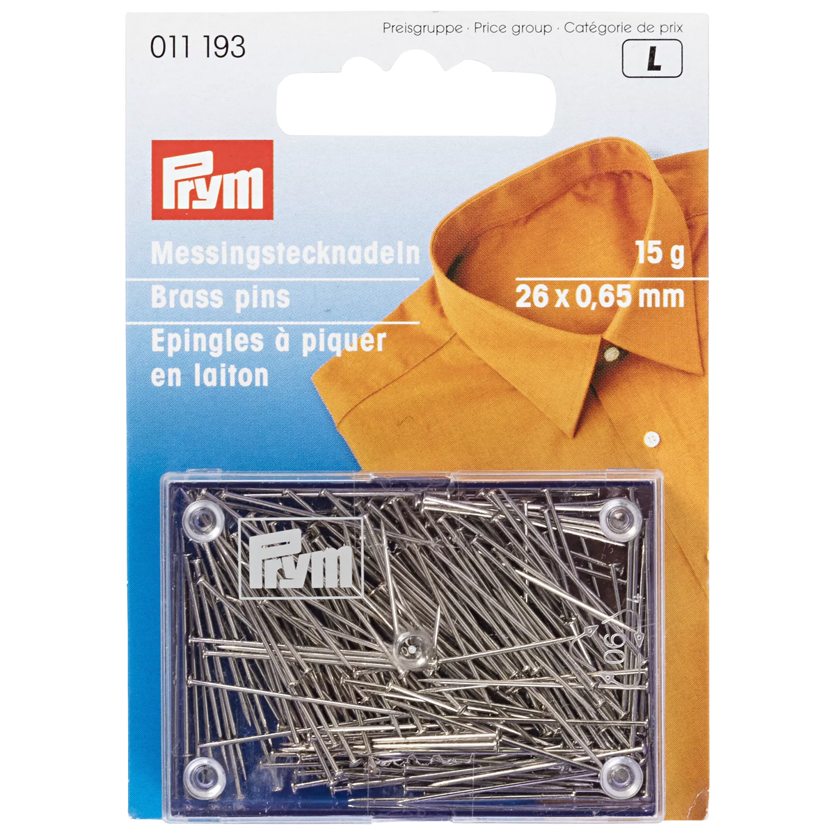 Prym rust-proof straight pins 15g - British product