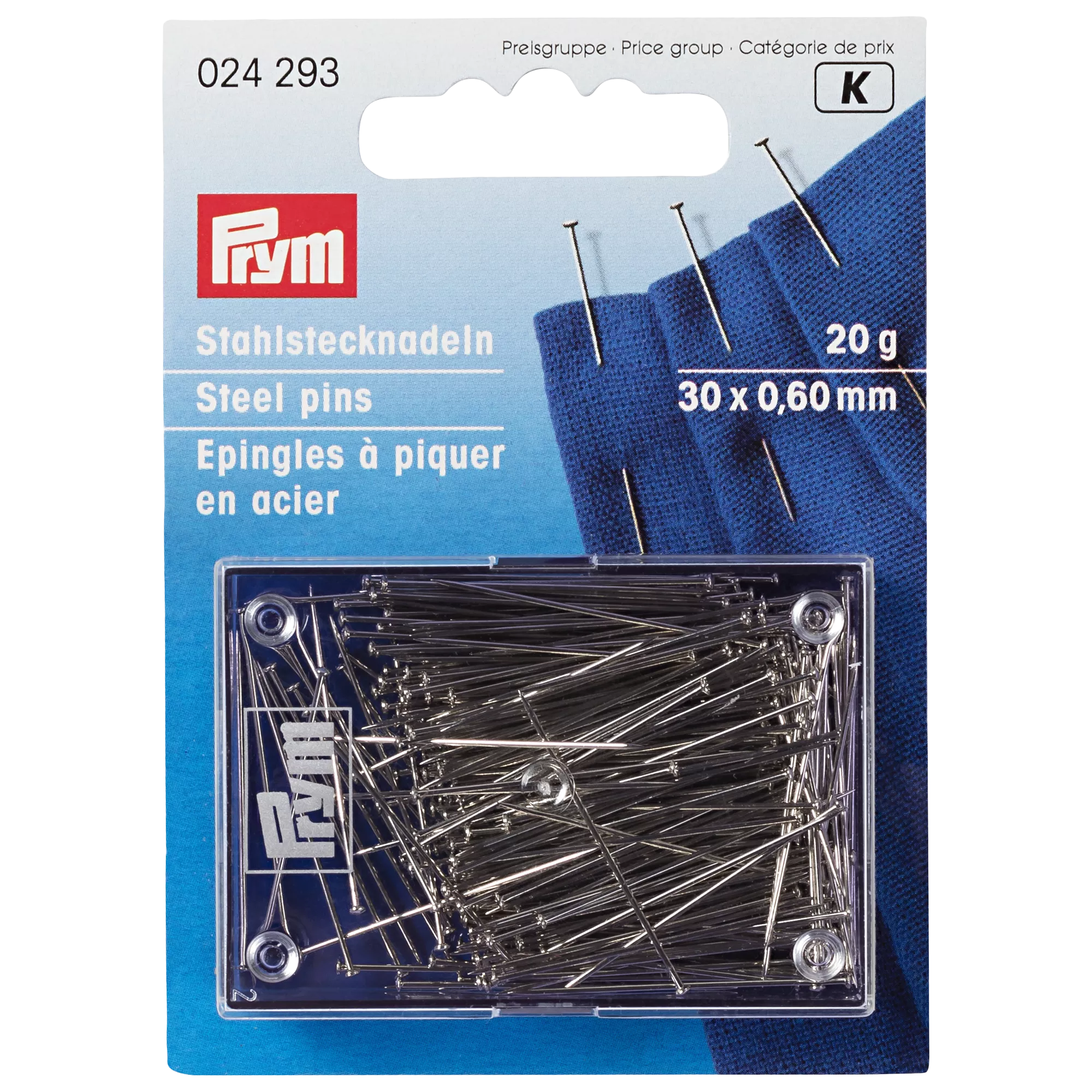 Prym straight pins 20g - British product