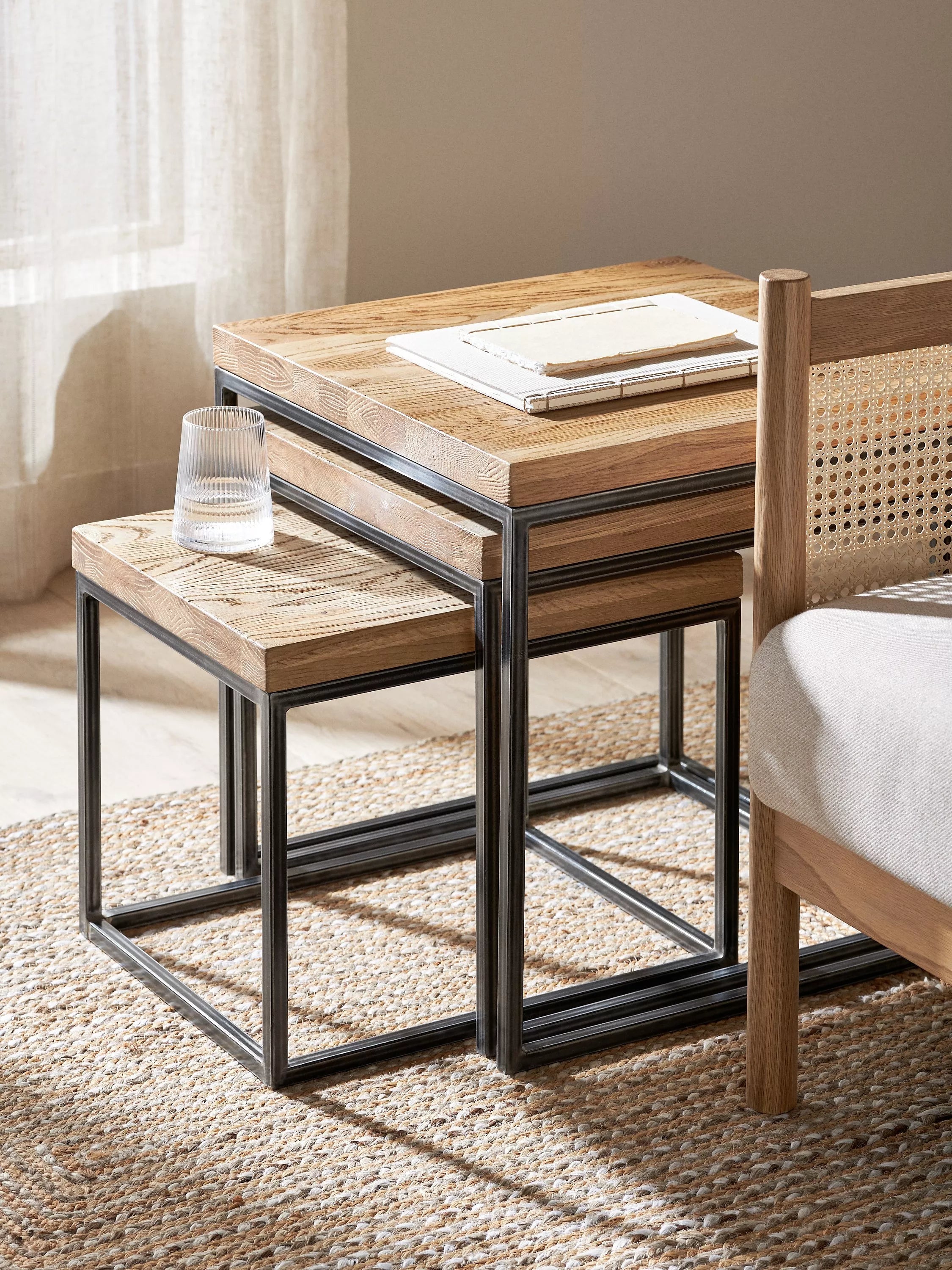 John Lewis Calia solid oak nesting tables - British product