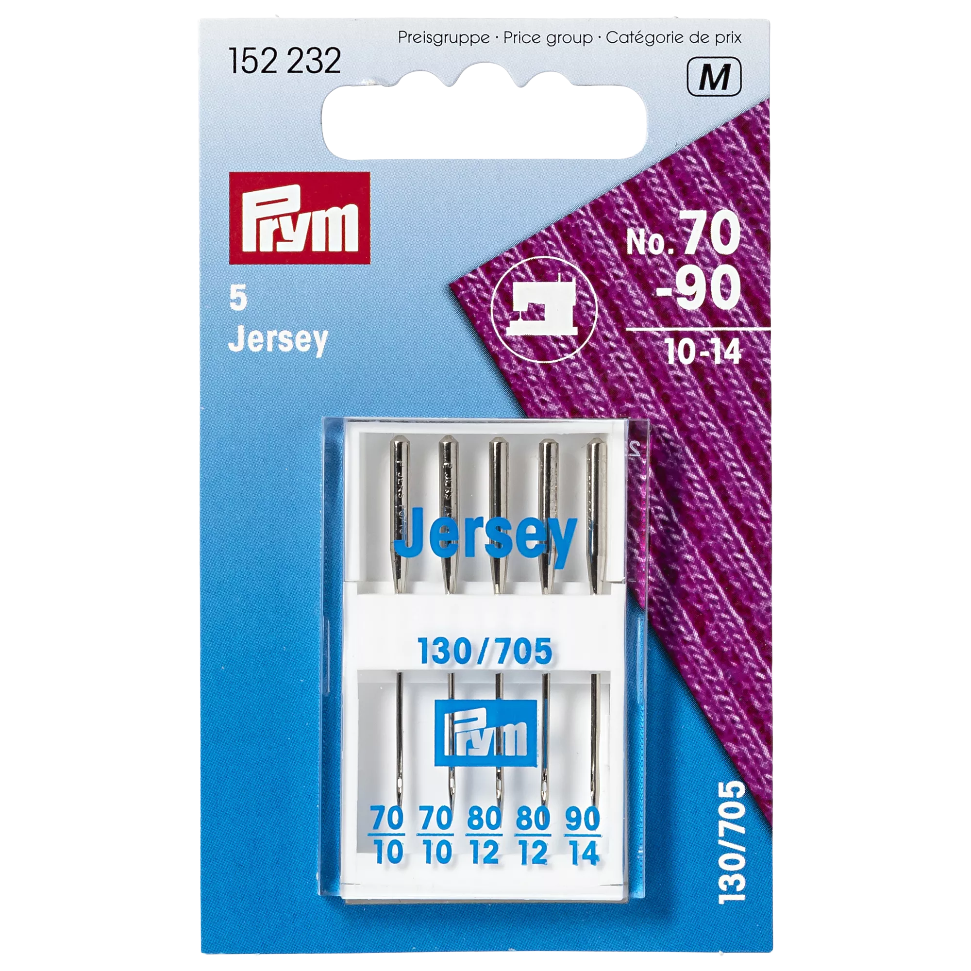 Prym Jersey sewing machine needles size 70-90 pack of 5 - British product