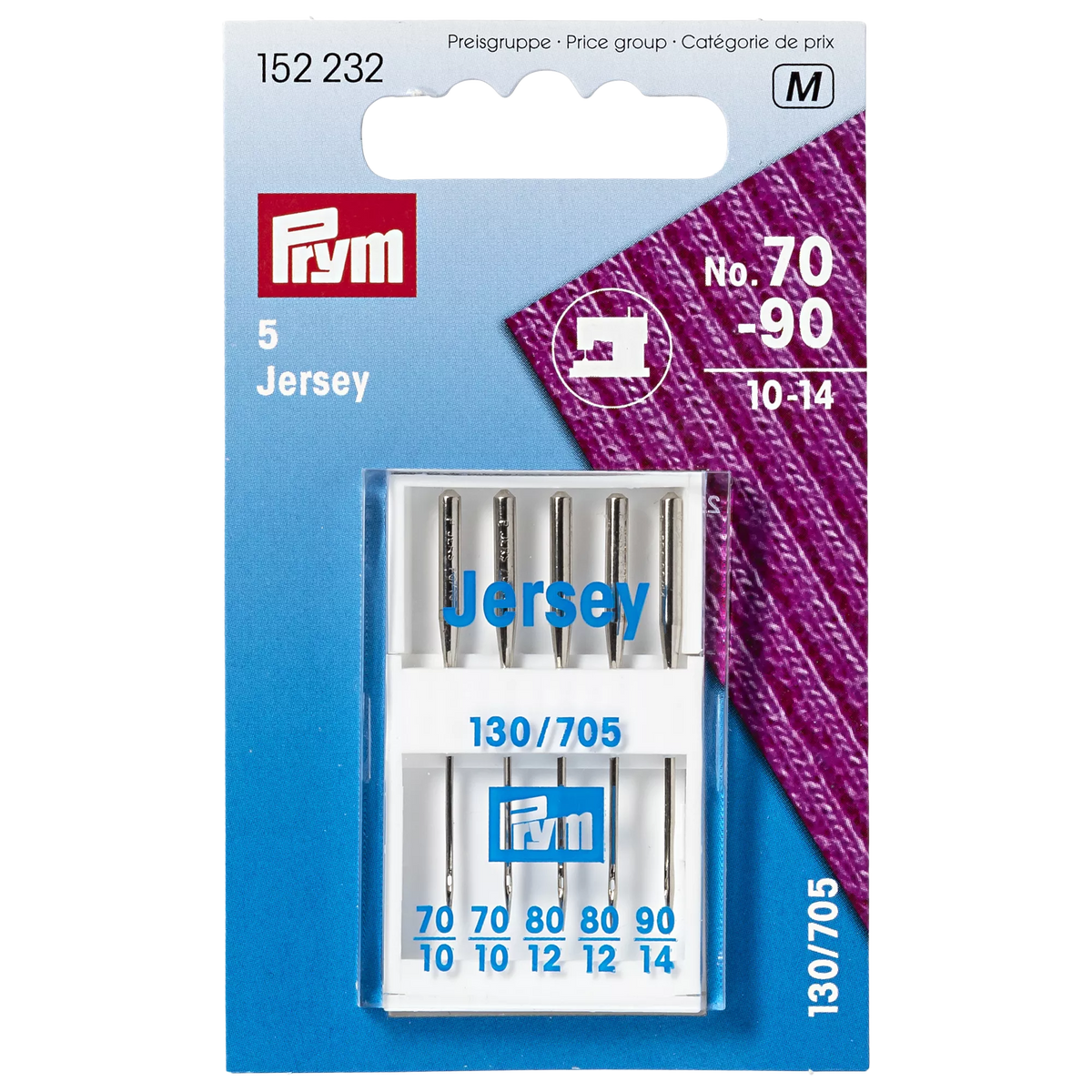 Prym Jersey sewing machine needles size 70-90 pack of 5 - British product