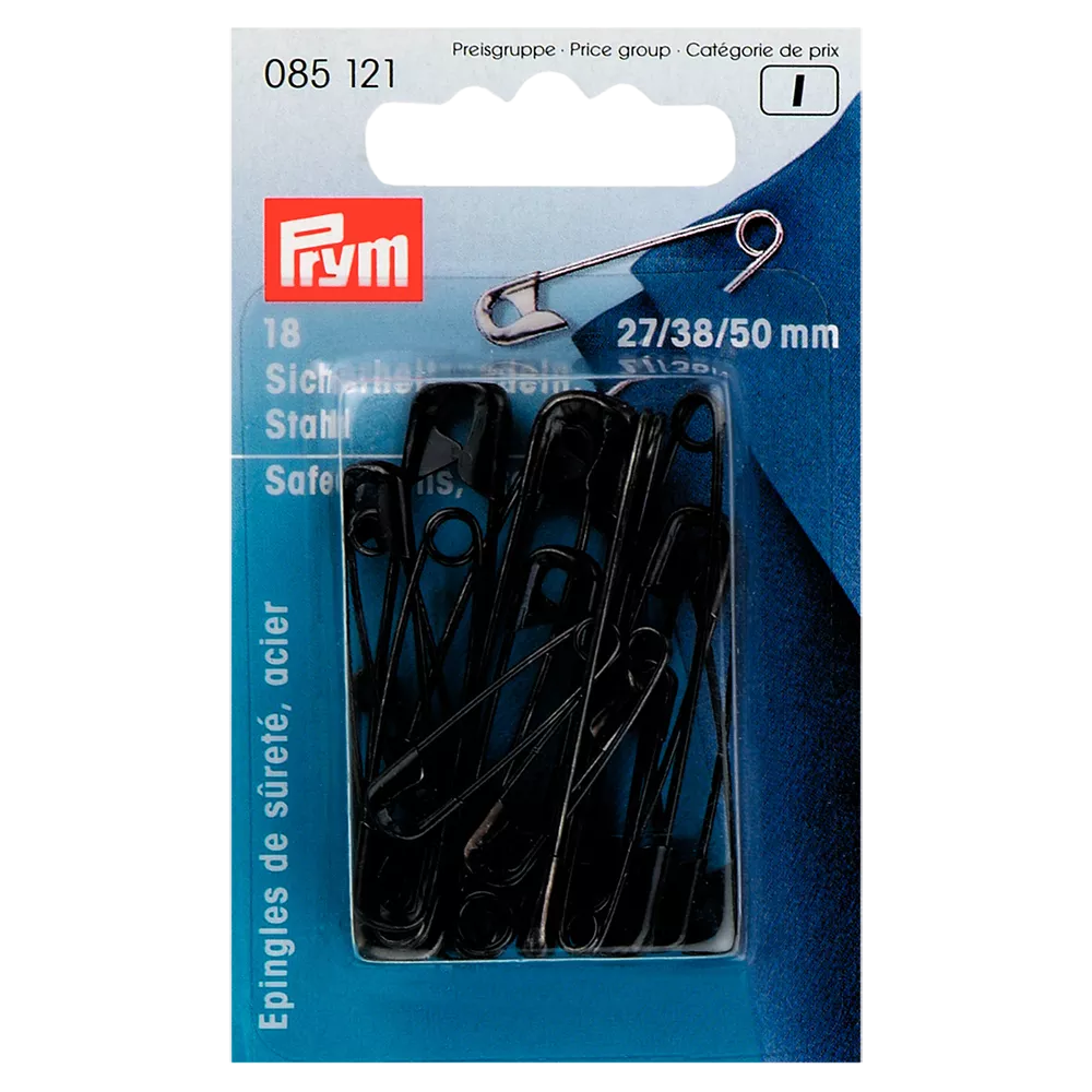 Prym safety pins black pack of 18 - British product
