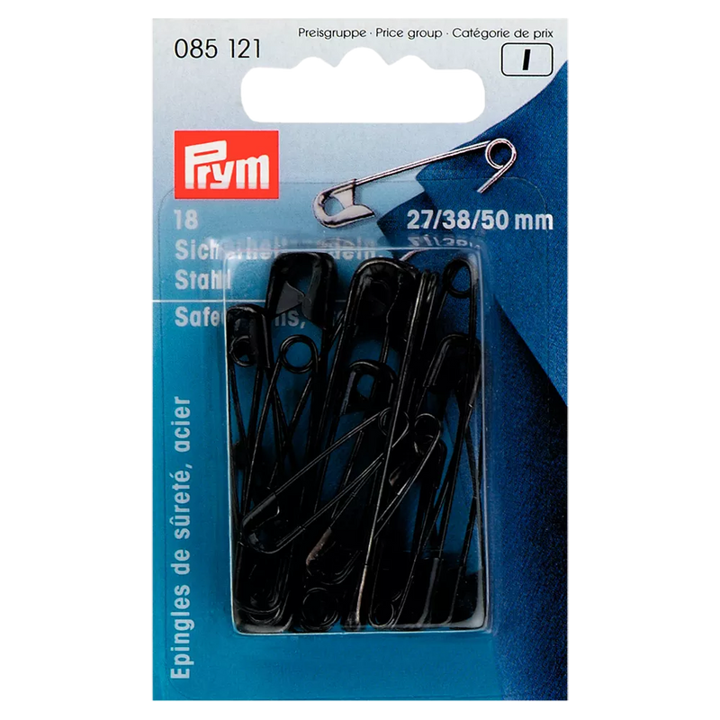 Prym safety pins black pack of 18 - British product