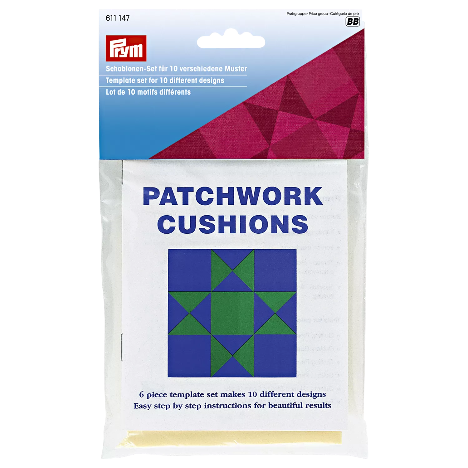 Prym plastic patchwork template six-piece set - British product