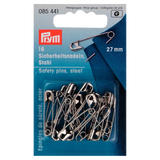 Prym silver safety pins 27mm pack of 16 (British brand)