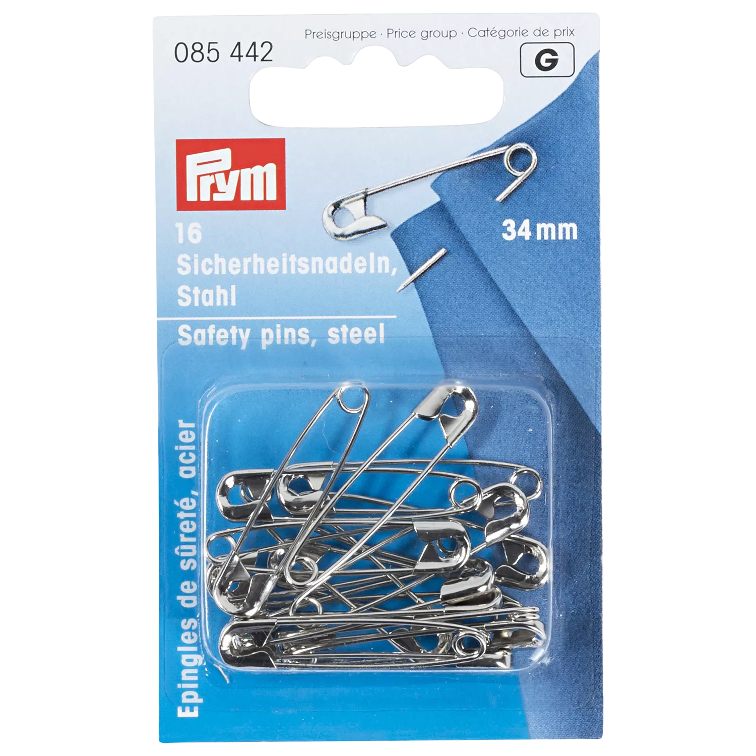 Prym safety pins 34mm, imported from the UK