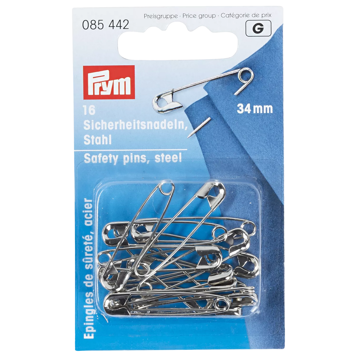 Prym safety pins 34mm, imported from the UK
