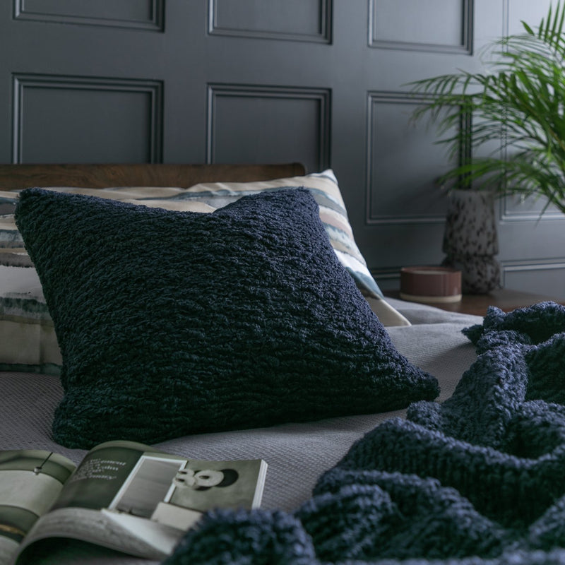 Habitat faux shearling cushion in navy 50x50cm, UK version