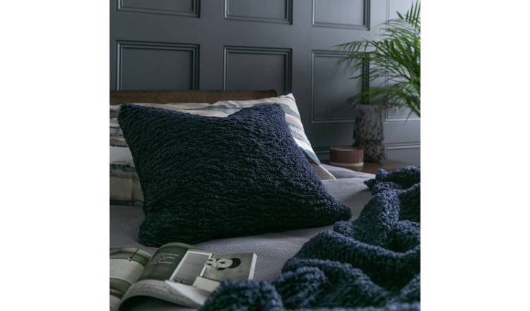 Habitat faux shearling cushion in navy 50x50cm, UK version