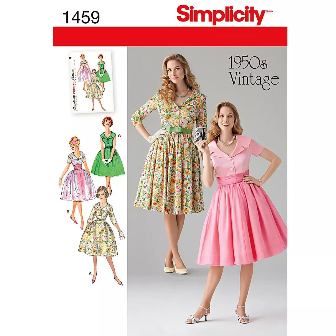 Simplicity sewing pattern 1950s vintage dress, UK version