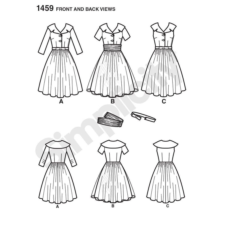 Simplicity sewing pattern 1950s vintage dress, UK version