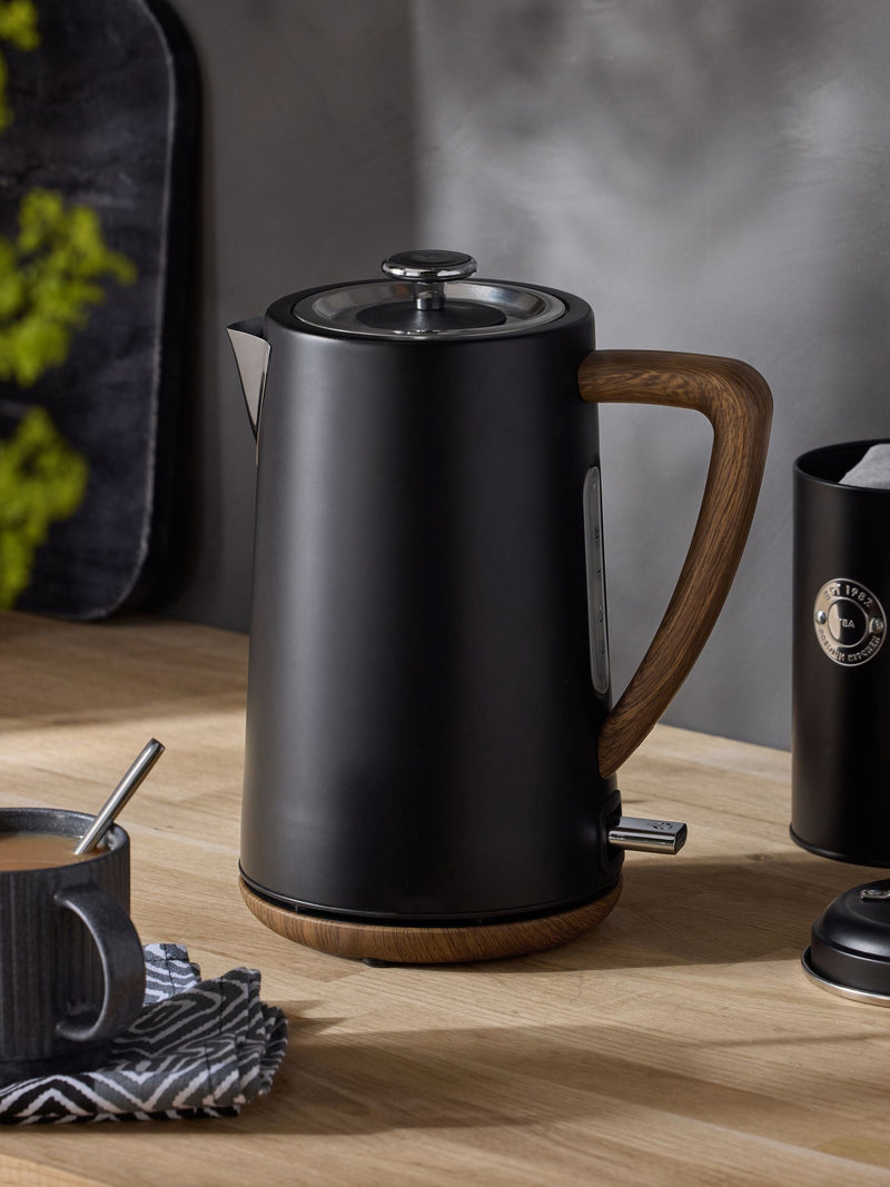Black Bronx electric kettle black wooden finish 1.7L - British product