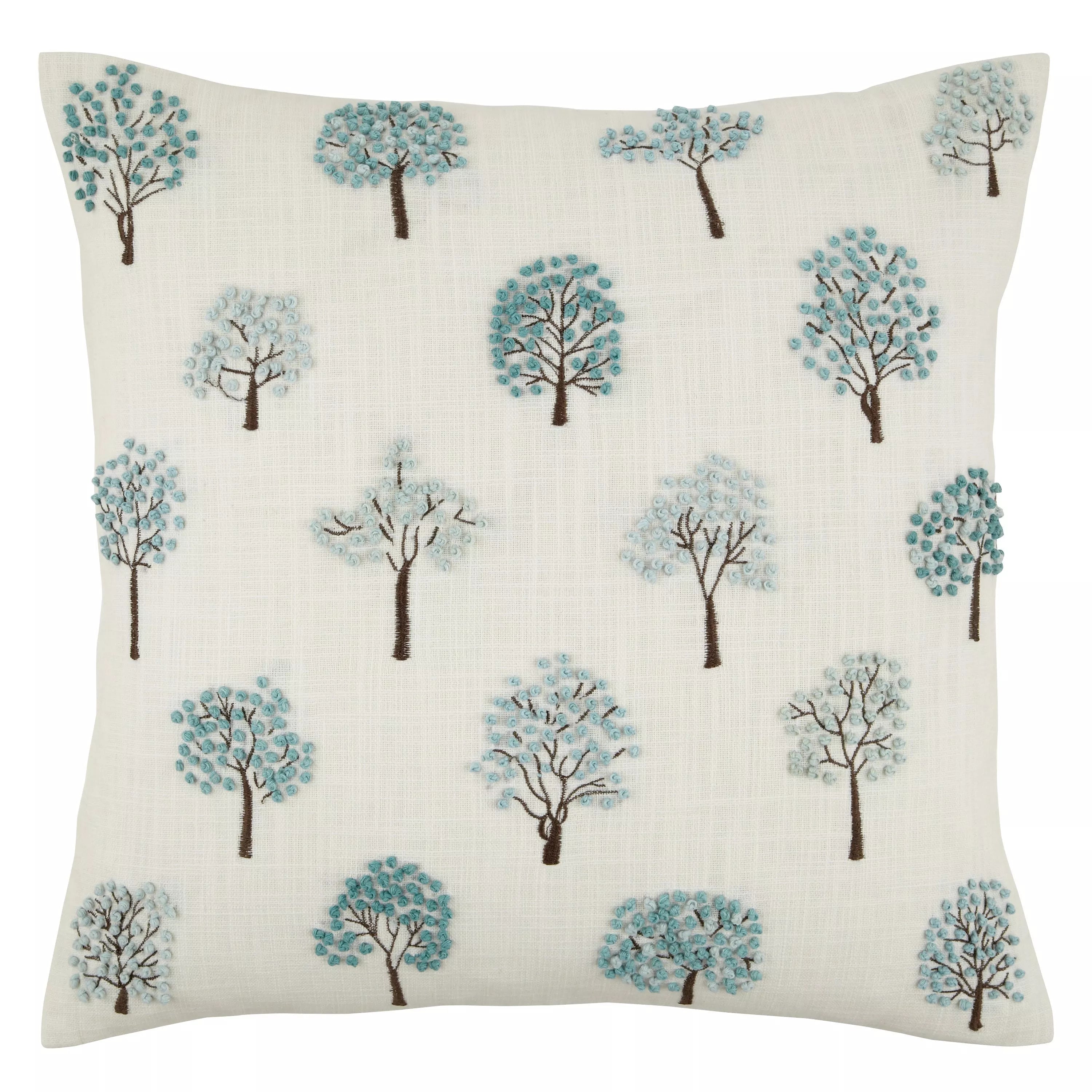 John Lewis Mini Trees Cushion, Duck Egg