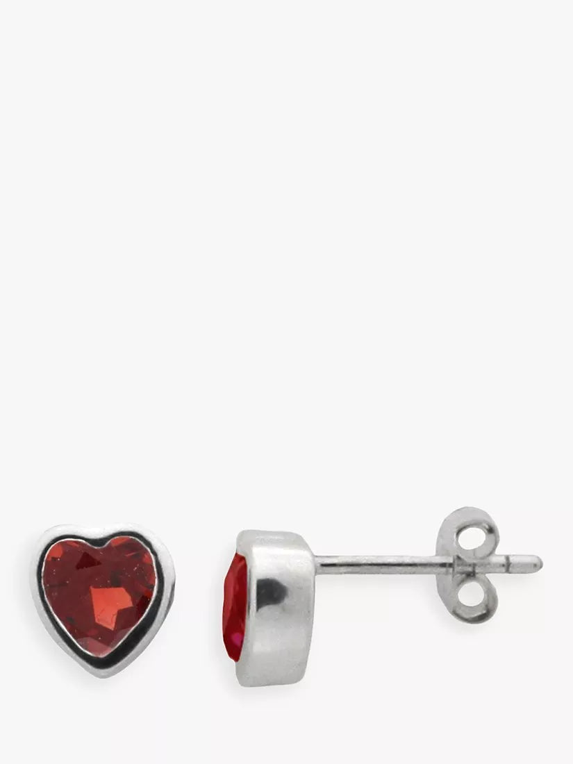Nina B Sterling Silver Amethyst Heart Stud Earrings