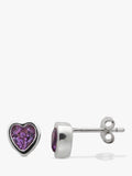Nina B sterling silver heart stud earrings amethyst (British brand)