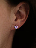 Nina B sterling silver heart stud earrings amethyst (British brand)