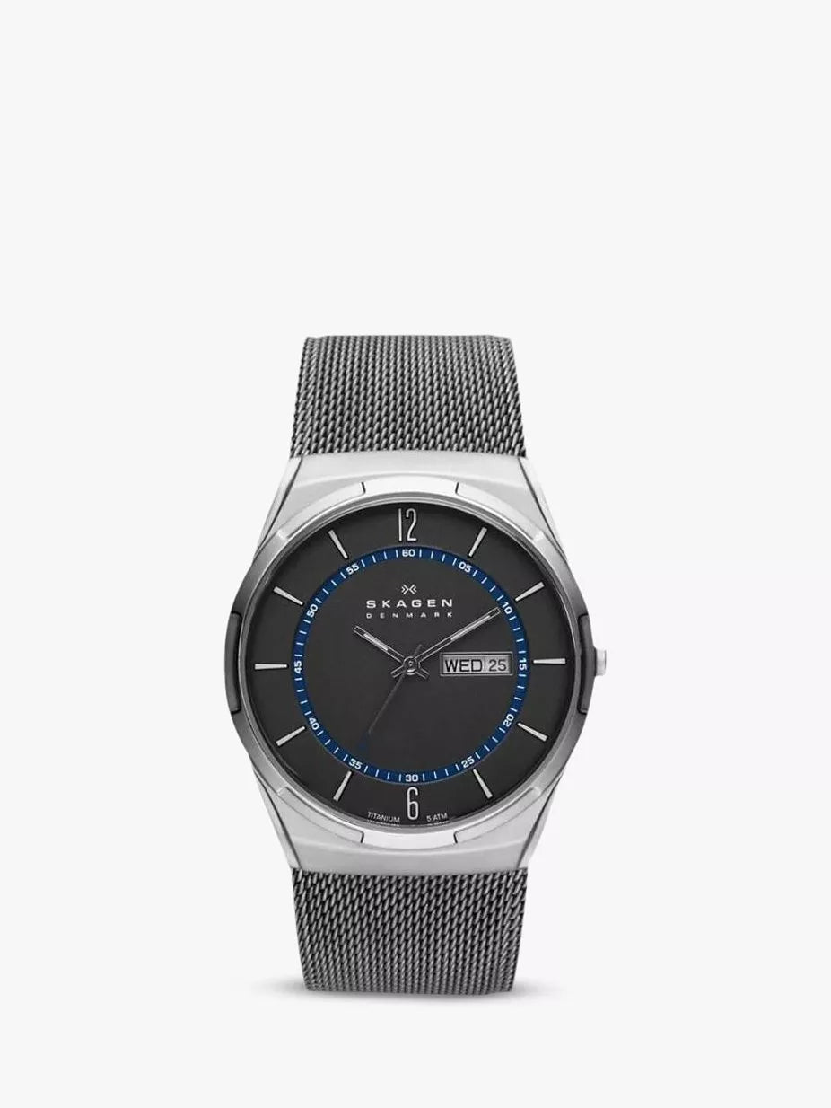 Skagen Aktiv men's titanium mesh watch grey dial (British brand)