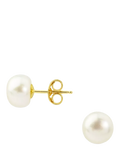 E.W Adams 9ct Yellow Gold Freshwater Pearl Stud Earrings, White